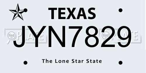 JYN7829 Texas License Plate