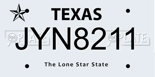 JYN8211 Texas License Plate