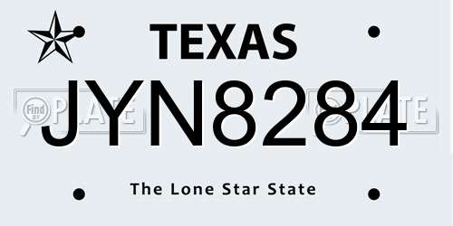 JYN8284 Texas License Plate