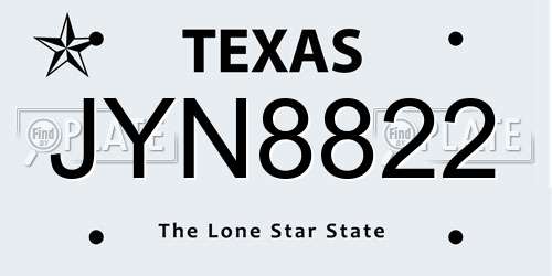 JYN8822 Texas License Plate