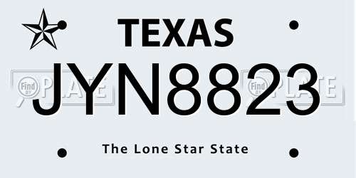 JYN8823 Texas License Plate