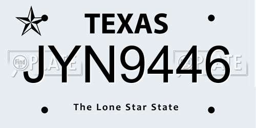 JYN9446 Texas License Plate
