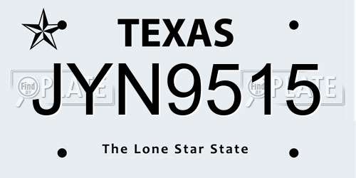 JYN9515 Texas License Plate