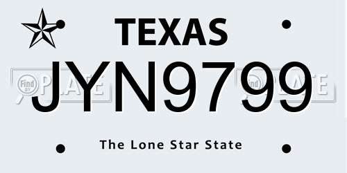 JYN9799 Texas License Plate