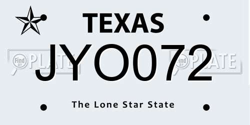 JYO072 Texas License Plate