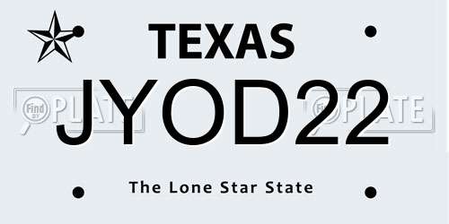 JYOD22 Texas License Plate