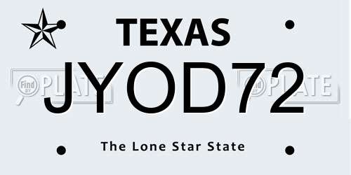 JYOD72 Texas License Plate