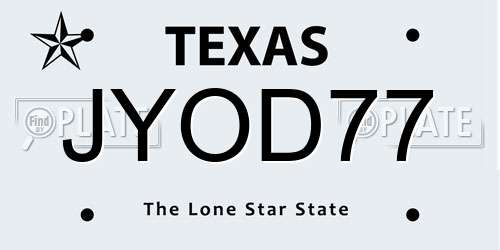 JYOD77 Texas License Plate