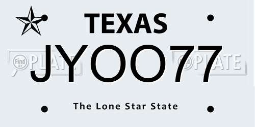 JYOO77 Texas License Plate