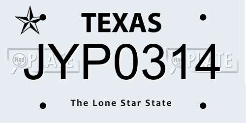 JYP0314 Texas License Plate
