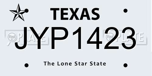 JYP1423 Texas License Plate