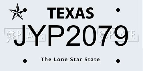 JYP2079 Texas License Plate