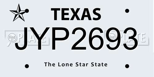 JYP2693 Texas License Plate
