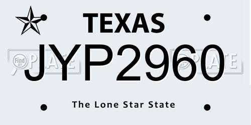 JYP2960 Texas License Plate