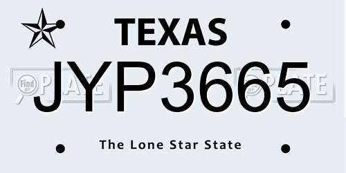 JYP3665 Texas License Plate