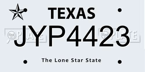 JYP4423 Texas License Plate