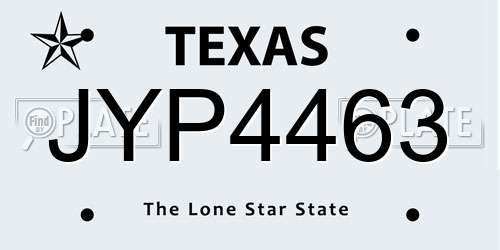 JYP4463 Texas License Plate