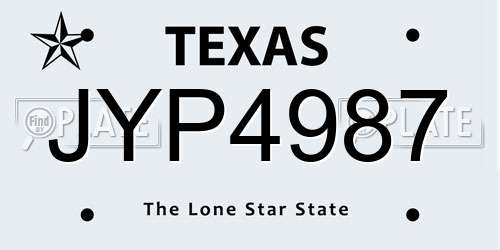 JYP4987 Texas License Plate