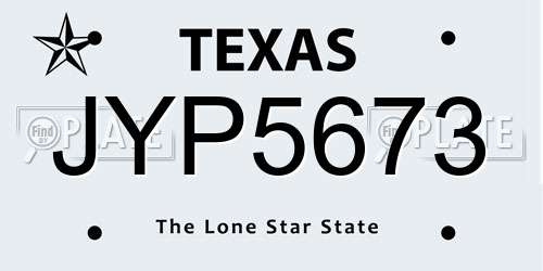 JYP5673 Texas License Plate