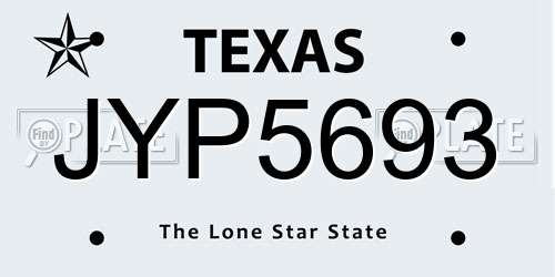 JYP5693 Texas License Plate
