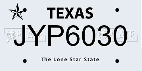 JYP6030 Texas License Plate