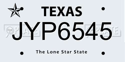 JYP6545 Texas License Plate