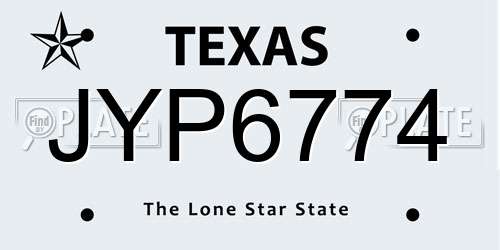 JYP6774 Texas License Plate