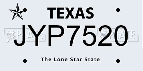 JYP7520 Texas License Plate
