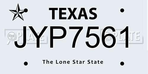 JYP7561 Texas License Plate