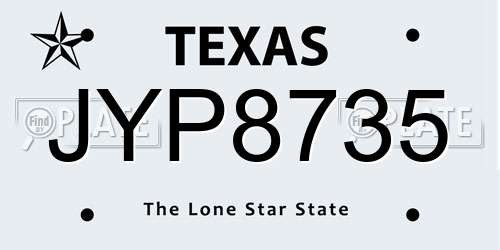 JYP8735 Texas License Plate