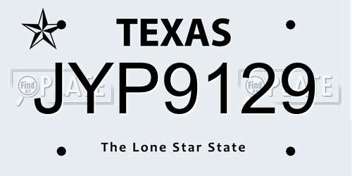 JYP9129 Texas License Plate