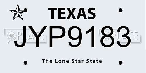 JYP9183 Texas License Plate
