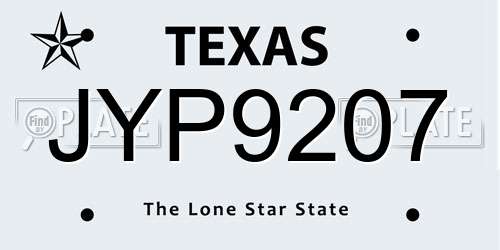 JYP9207 Texas License Plate