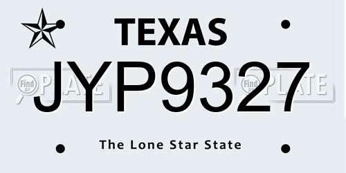JYP9327 Texas License Plate