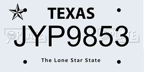 JYP9853 Texas License Plate
