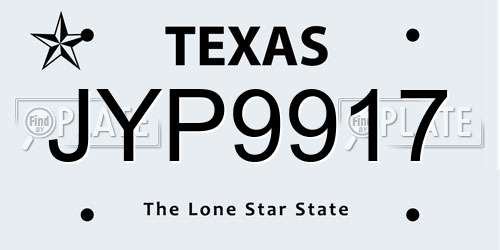 JYP9917 Texas License Plate