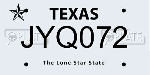 JYQ072 Texas License Plate
