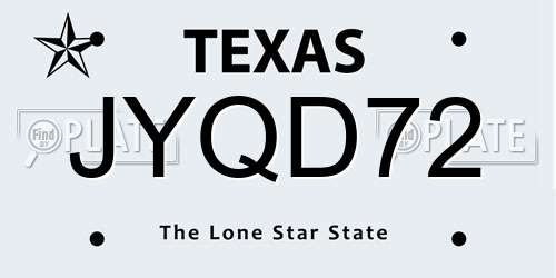 JYQD72 Texas License Plate