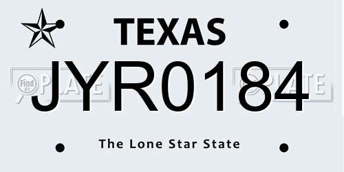 JYR0184 Texas License Plate
