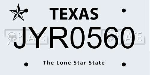 JYR0560 Texas License Plate