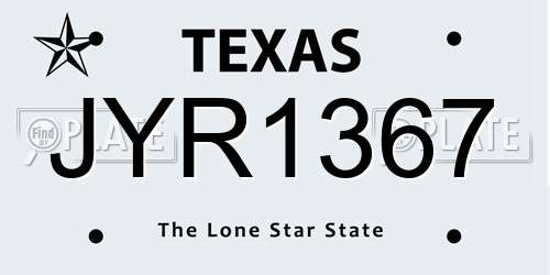 JYR1367 Texas License Plate