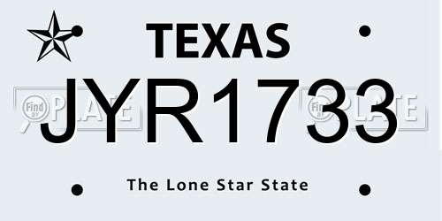 JYR1733 Texas License Plate