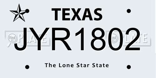 JYR1802 Texas License Plate