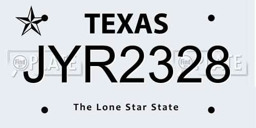 JYR2328 Texas License Plate
