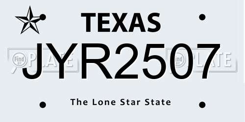 JYR2507 Texas License Plate