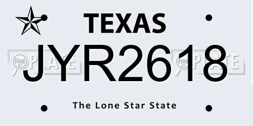 JYR2618 Texas License Plate