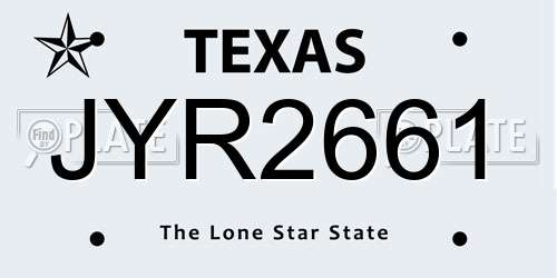 JYR2661 Texas License Plate