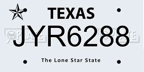 JYR6288 Texas License Plate