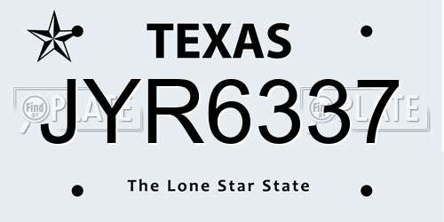 JYR6337 Texas License Plate