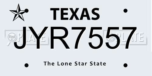 JYR7557 Texas License Plate